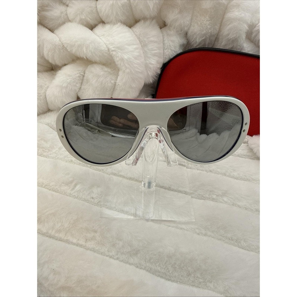 VALLON Ski Aviators Vintage France Polarized Sunglasses  White/Blue/Red Ski Buns